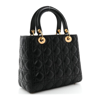 Christian Dior Lambskin Cannage Medium Lady Dior Black 2 of 9