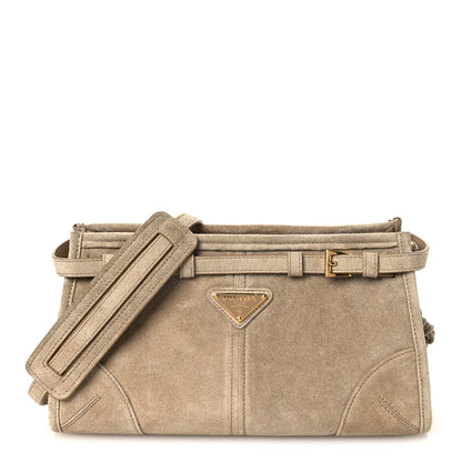 Prada Scamosciato Triangle Small Bonnie Shoulder Bag Deserto 1 of 9