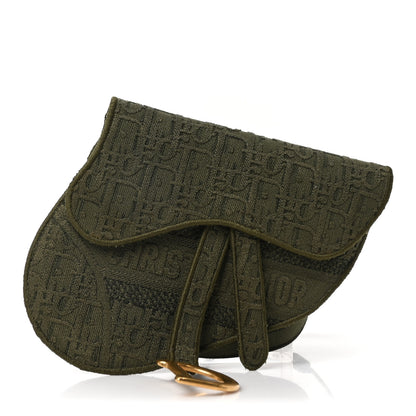 Christian Dior Oblique Embroidered Slim Saddle Belt Pouch Green 1 of 10