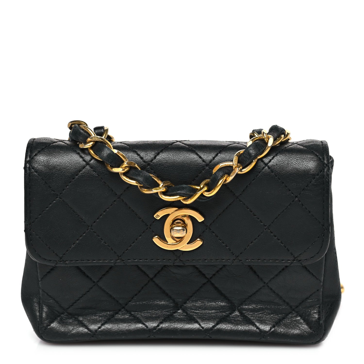 Chanel Lambskin Quilted Micro Mini Flap Bag Black 1 of 9
