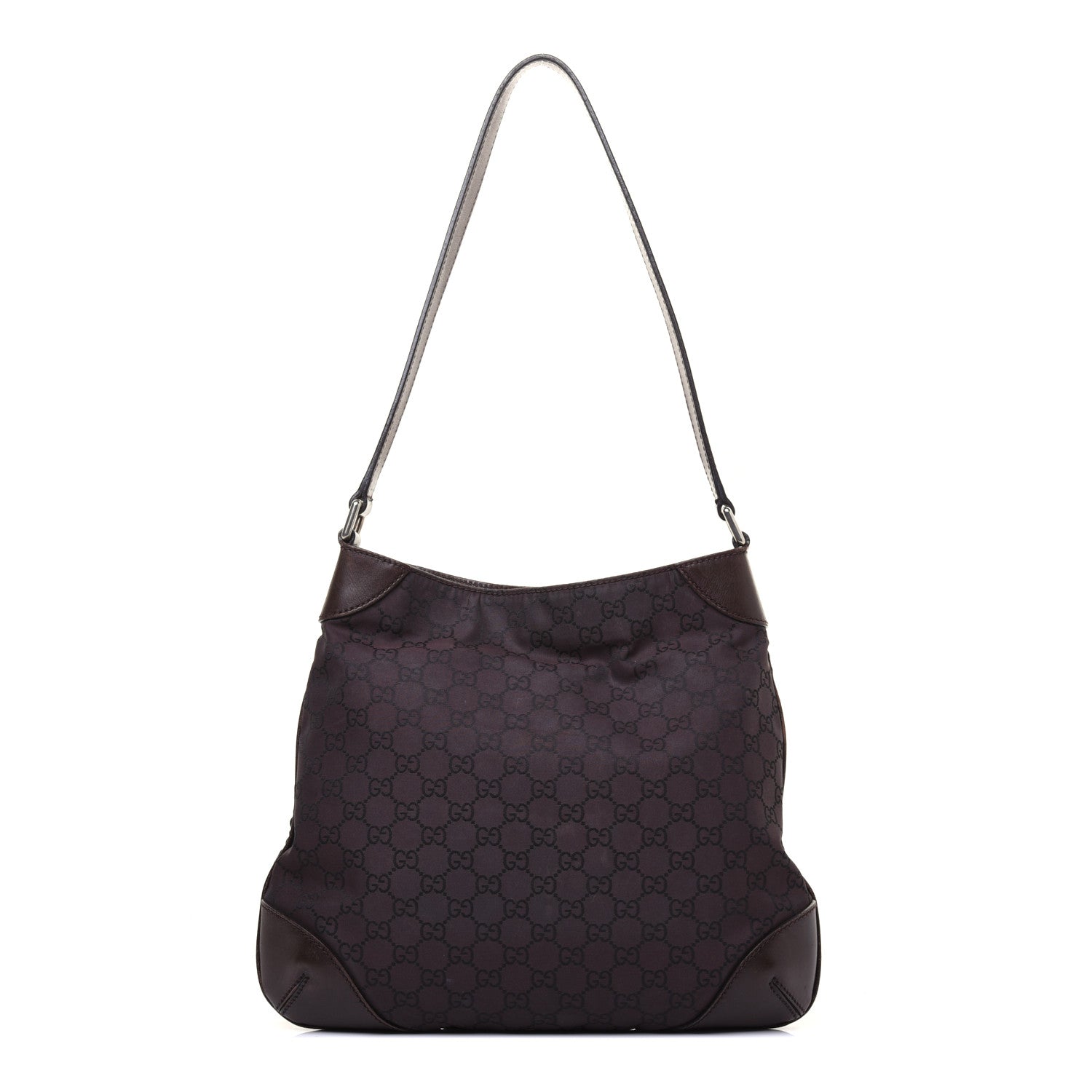 Gucci Nylon Monogram Signature Hobo Shoulder Bag Dark Brown 1 of 24