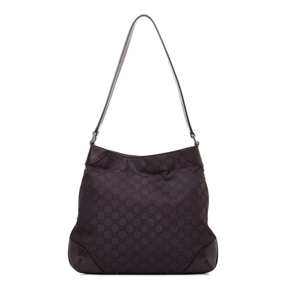 Gucci Nylon Monogram Signature Hobo Shoulder Bag Dark Brown 1 of 24