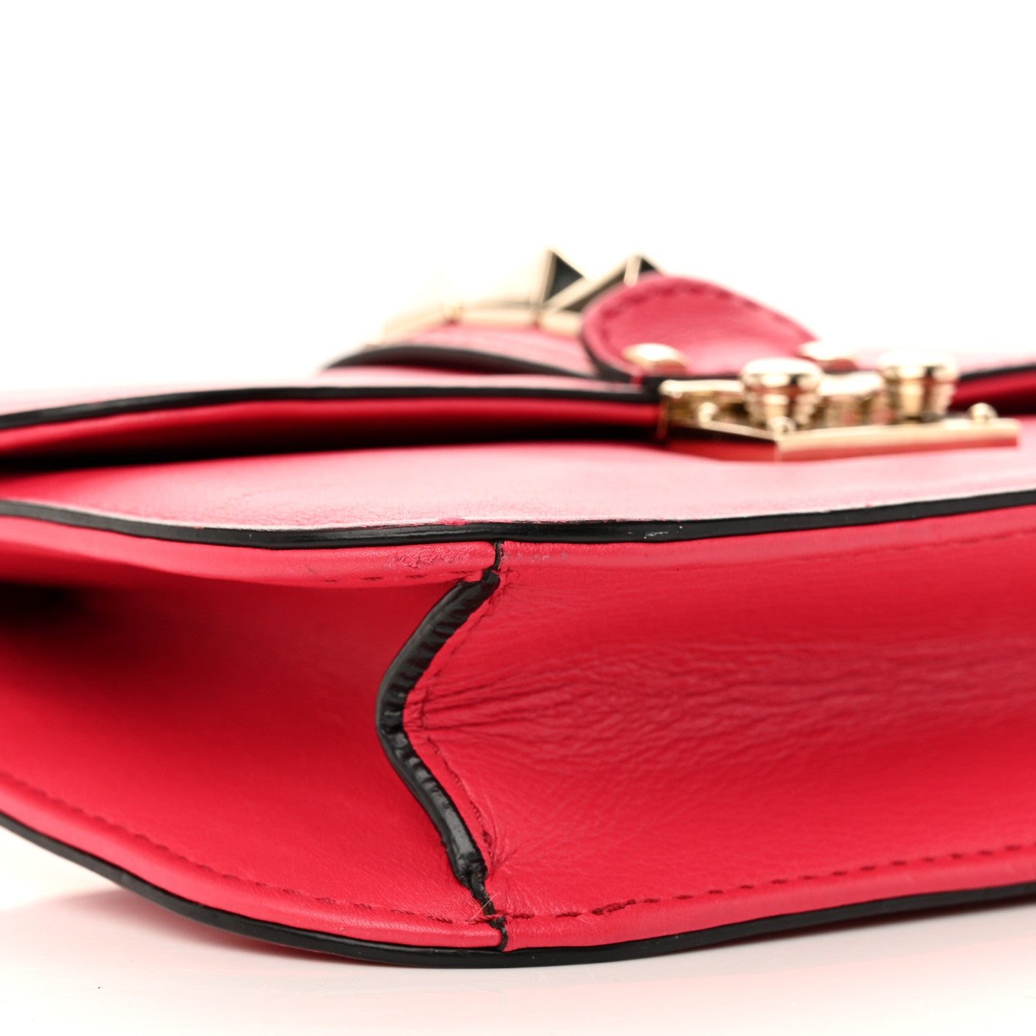 Valentino Garavani Vitello Small Glam Lock Rockstud Flap Deep Fuxia 8 of 11