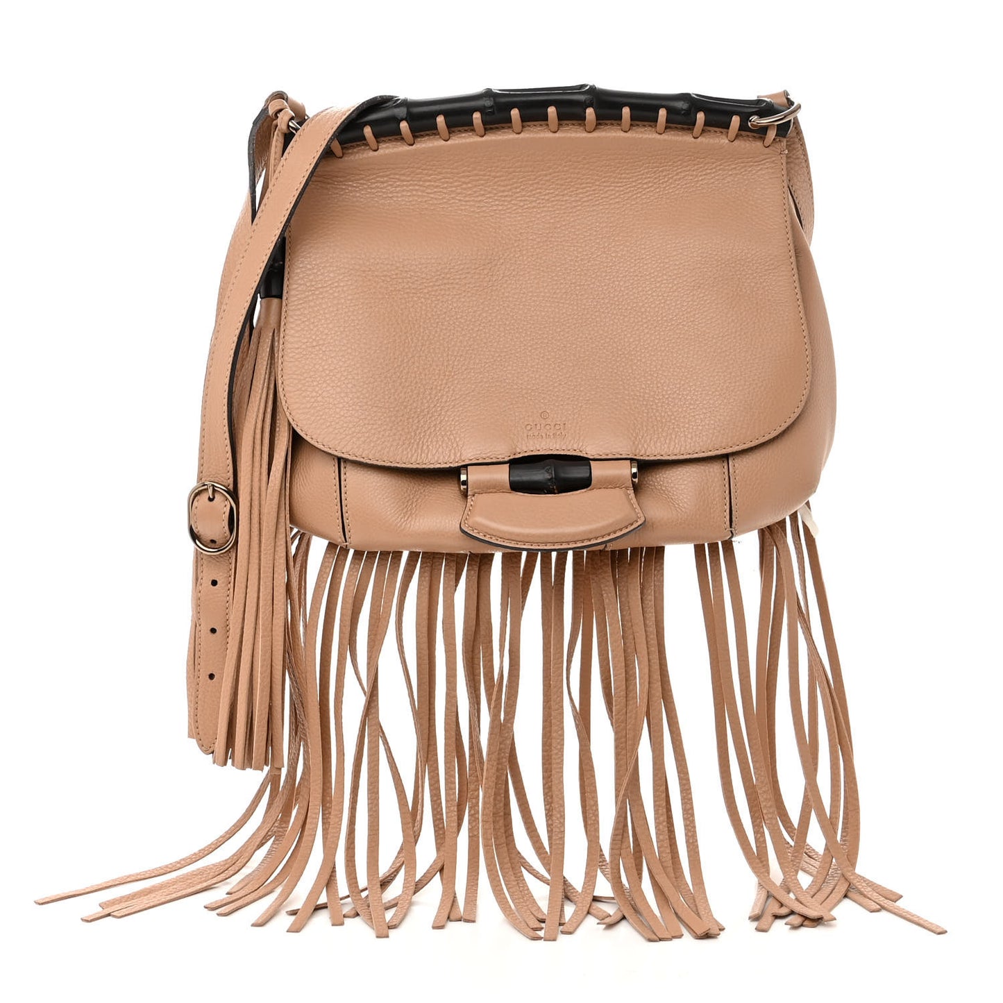 Calfskin Medium Nouveau Fringe Shoulder Bag Camelia