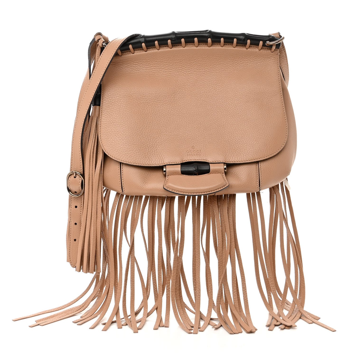 Gucci Calfskin Medium Nouveau Fringe Shoulder Bag Camelia 1 of 9