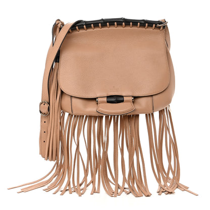 Gucci Calfskin Medium Nouveau Fringe Shoulder Bag Camelia 1 of 9