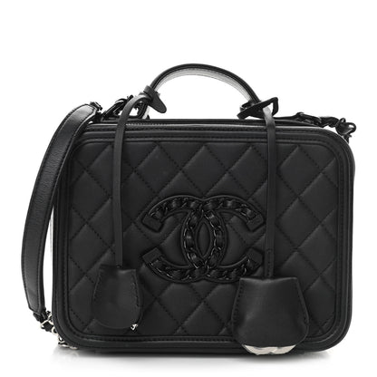 Chanel Lambskin Quilted Medium CC Filigree Vanity Case Black 1 of 11