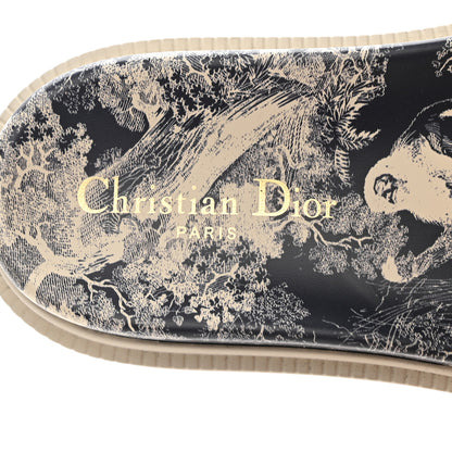 Christian Dior Canvas Toile de Jouy Embroidered Dway 10mm Slide Sandals 36.5 Deep Blue 5 of 9