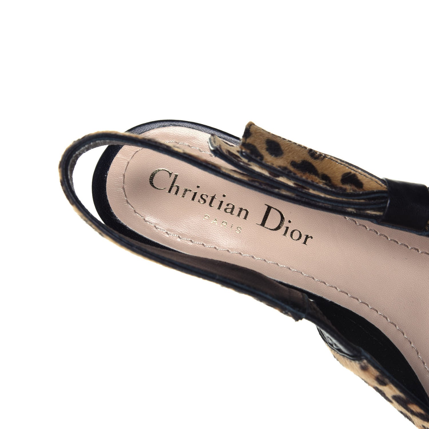 Christian Dior Calf Hair Lambskin Leopard Sweet D Slingback Pumps 37.5 7 of 8