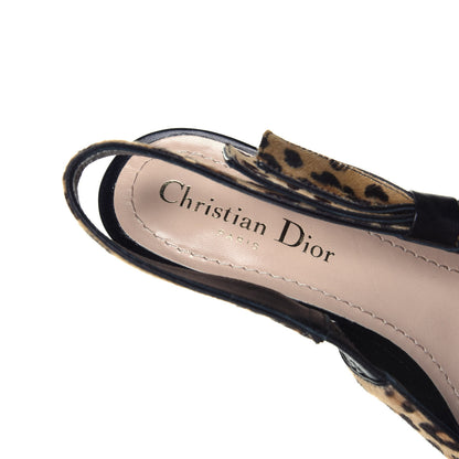 Christian Dior Calf Hair Lambskin Leopard Sweet D Slingback Pumps 37.5 7 of 8