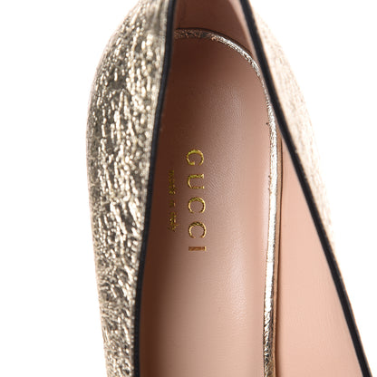 Gucci Galassia GG Marmont Fringe Platform Loafer Pumps 38 Platino 6 of 9