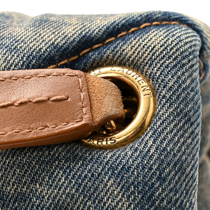Saint Laurent Denim Quilted Small Loulou Puffer Monogram Chain Satchel Blue Cinnamon 11 of 14