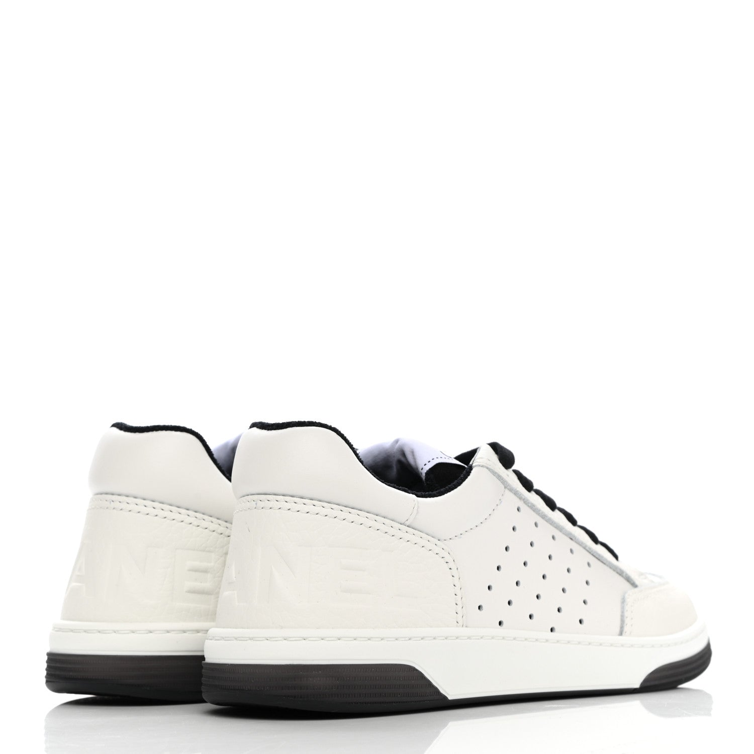 Chanel Grained Calfskin Fabric Womens Logo Sneakers 39 White Black 4 of 9