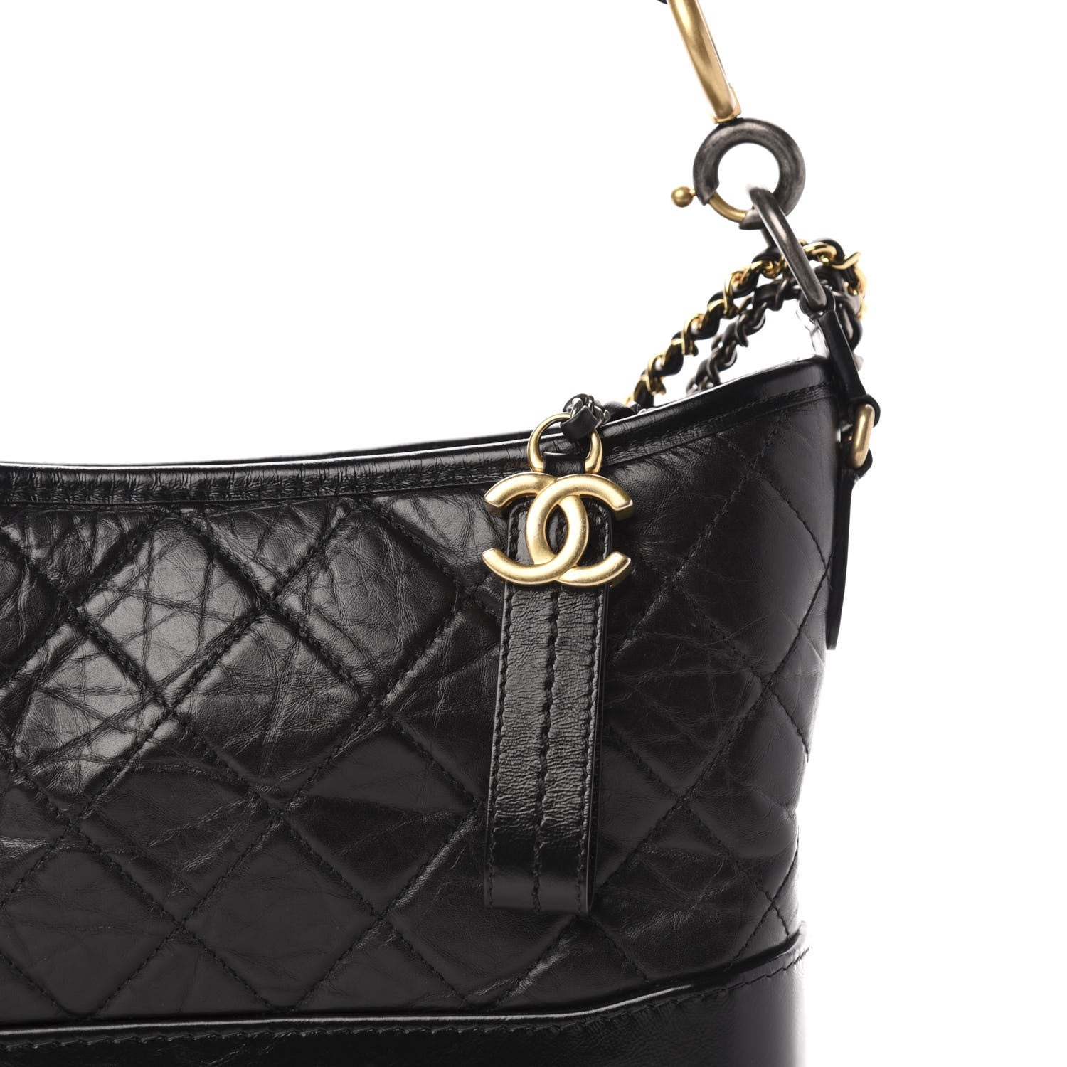 Chanel Aged Smooth Calfskin Quilted Medium Gabrielle Logo Hobo Black 11 of 11