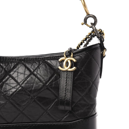 Chanel Aged Smooth Calfskin Quilted Medium Gabrielle Logo Hobo Black 11 of 11