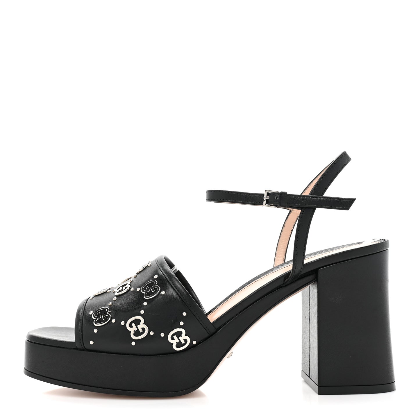 Malaga Kid Interlocking G Studs 25/85mm Platform Sandals 41 Black