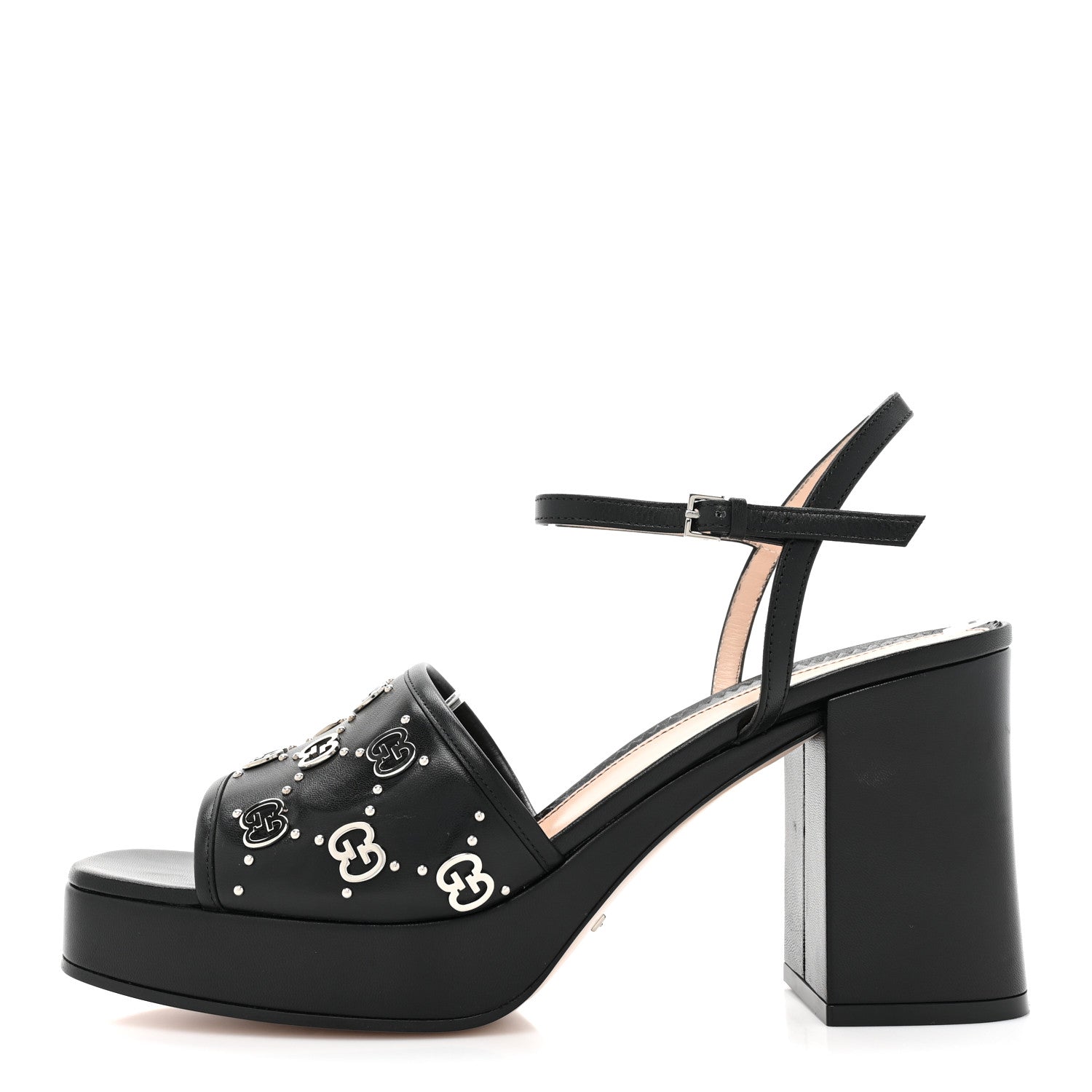 Gucci Malaga Kid Interlocking G Studs 25/85mm Platform Sandals 41 Black 1 of 10