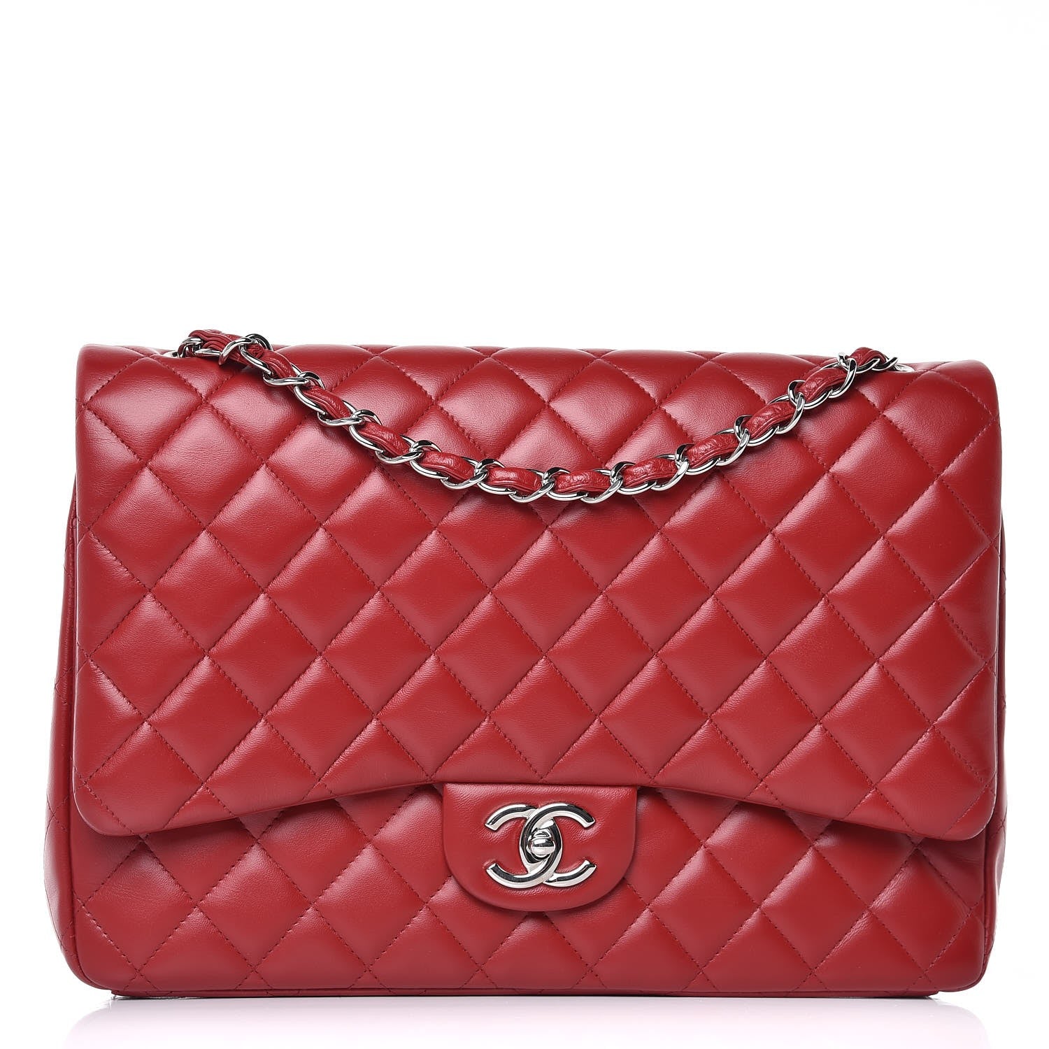 Chanel Lambskin Quilted Maxi Double Flap Red 1 of 10