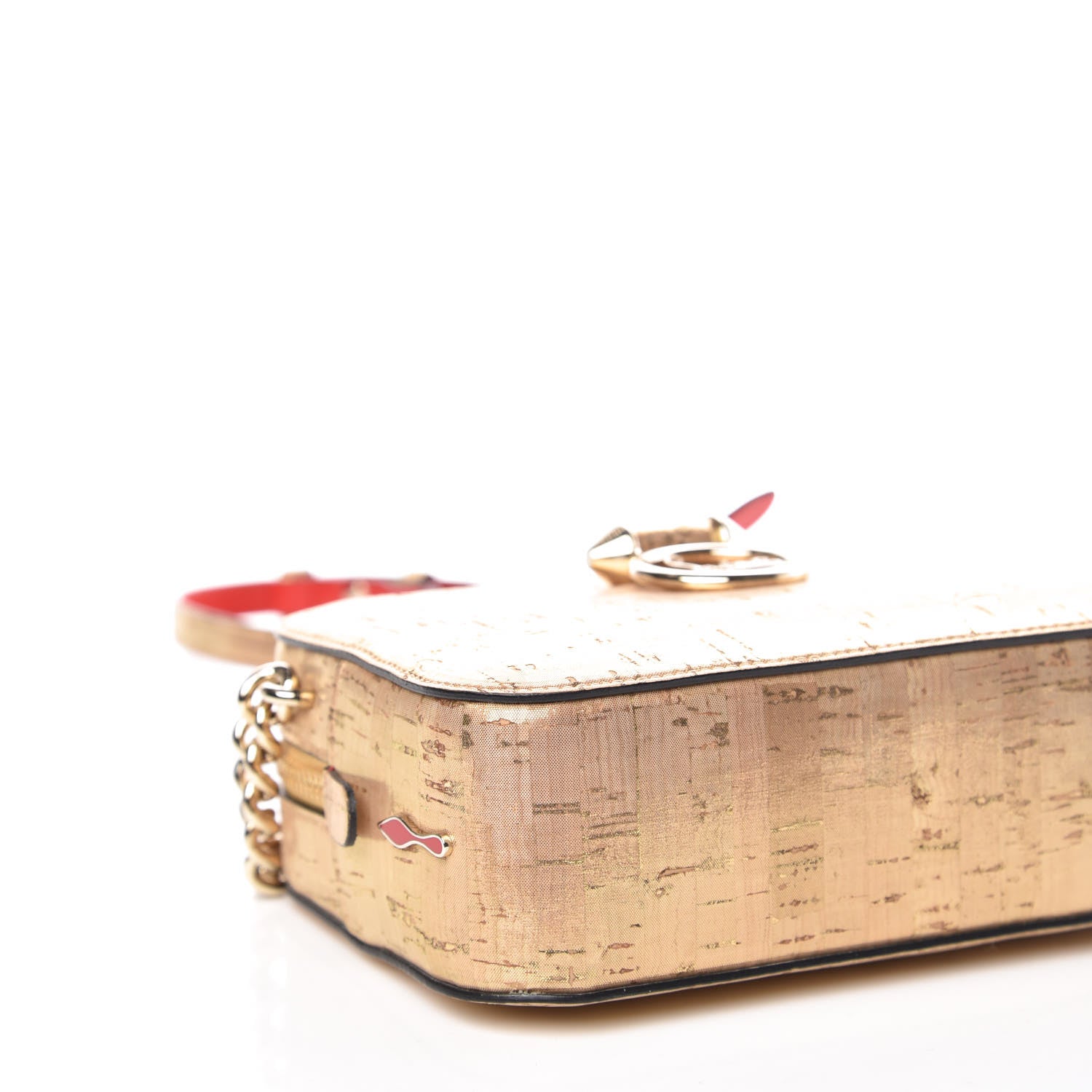 Christian Louboutin Metallic Liege Pepite Cork Mini Rubylou Crossbody Gold 8 of 11