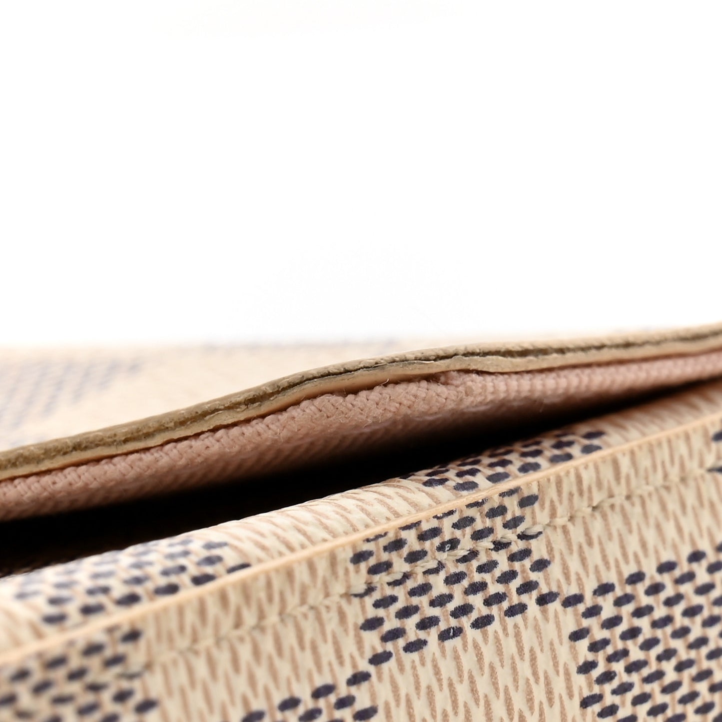 Damier Azur Pochette Felicie Chain Wallet Rose Ballerine