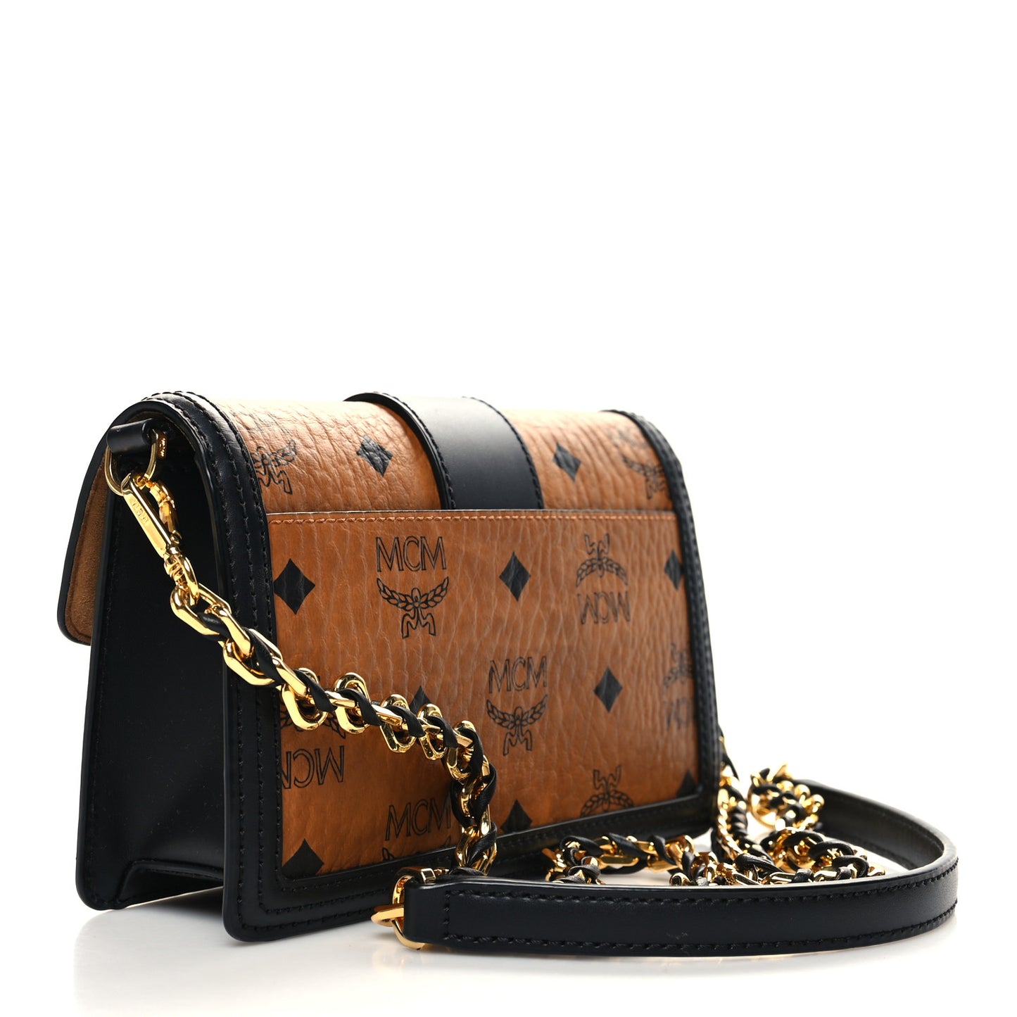 Visetos Monogram Studded Mini Tracy Crossbody Bag Cognac