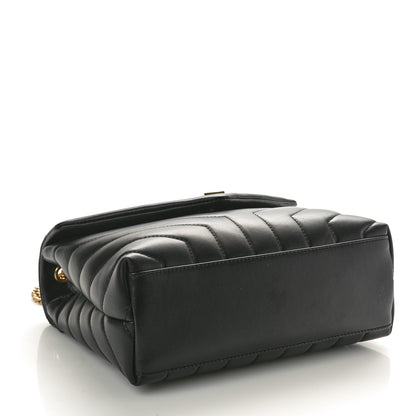 Saint Laurent Calfskin Y Quilted Monogram Small Loulou Chain Satchel Black 4 of 10