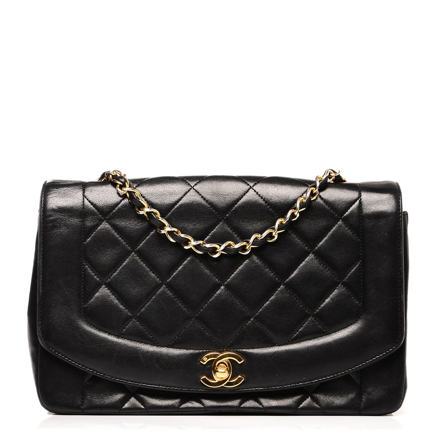 Lambskin Quilted Medium Single Flap Black