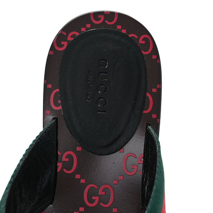 Gucci Nylon Calfskin Web GG Monogram Womens Thong Sandals 37 Green Red Cocoa 7 of 7