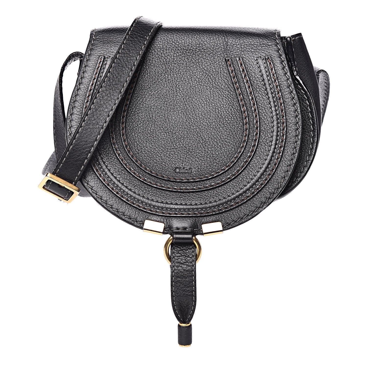 Chloe Calfskin Mini Marcie Round Crossbody Bag Black 1 of 13