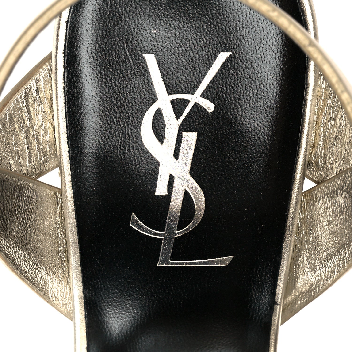 Saint Laurent Metallic Calfskin Tribute 105 Platform Sandals 36 Platino 7 of 10