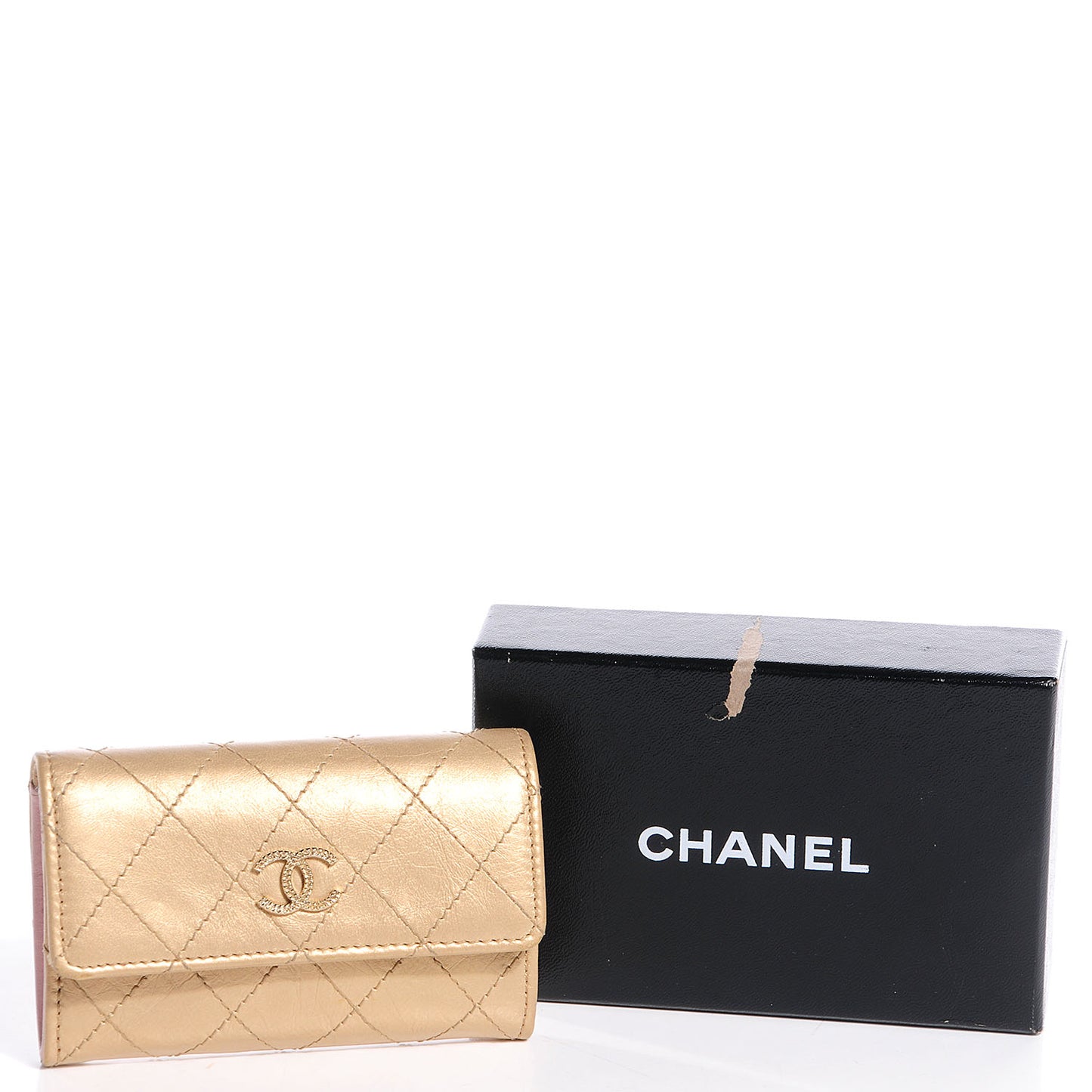 Calfskin Card Holder Wallet Gold