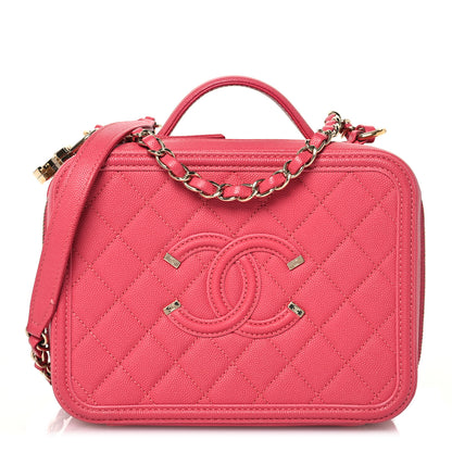 Chanel Caviar Quilted Medium CC Filigree Vanity Case Pink 1 of 12