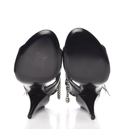 Saint Laurent Shiny Calfskin Multi-Studded Strap Fetish Ankle Sandals 36.5 Black 5 of 9