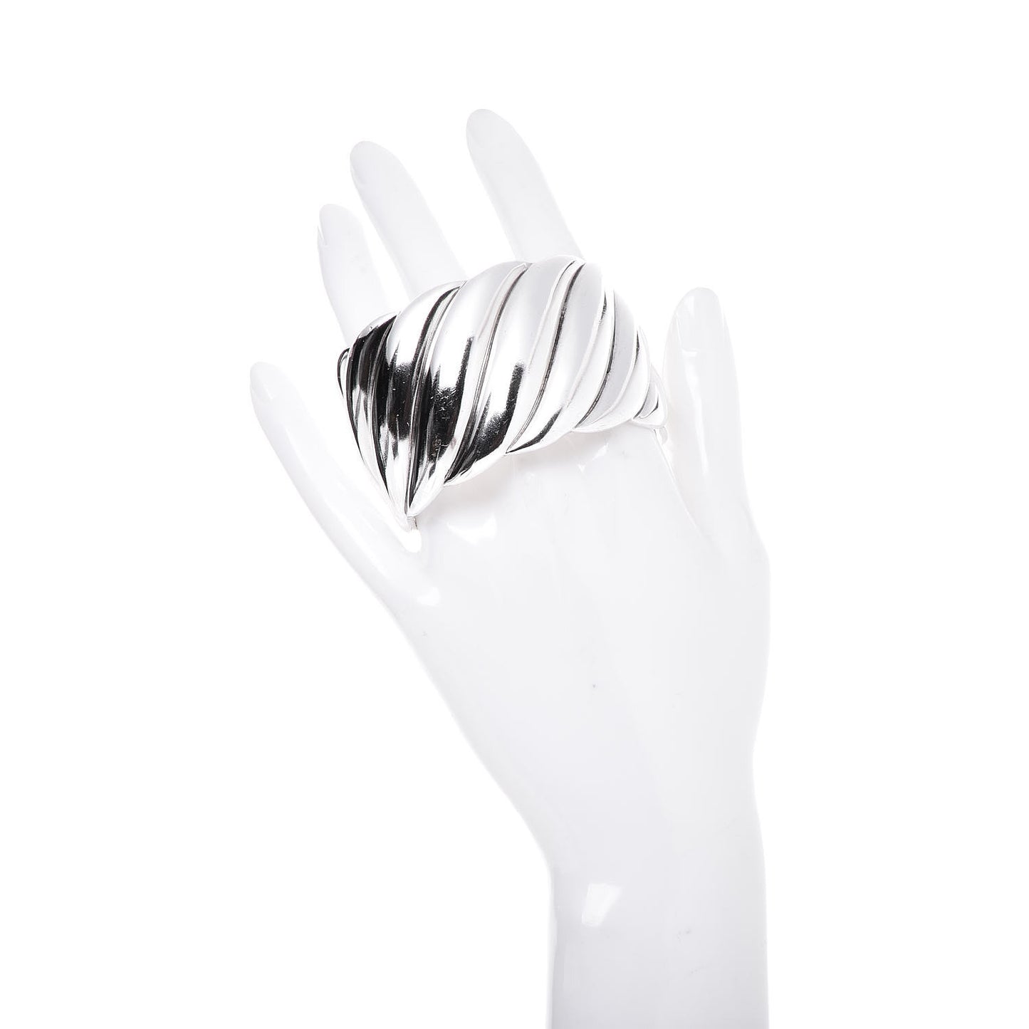 Sterling Silver Wide Sculpted Cable Cuff Bracelet