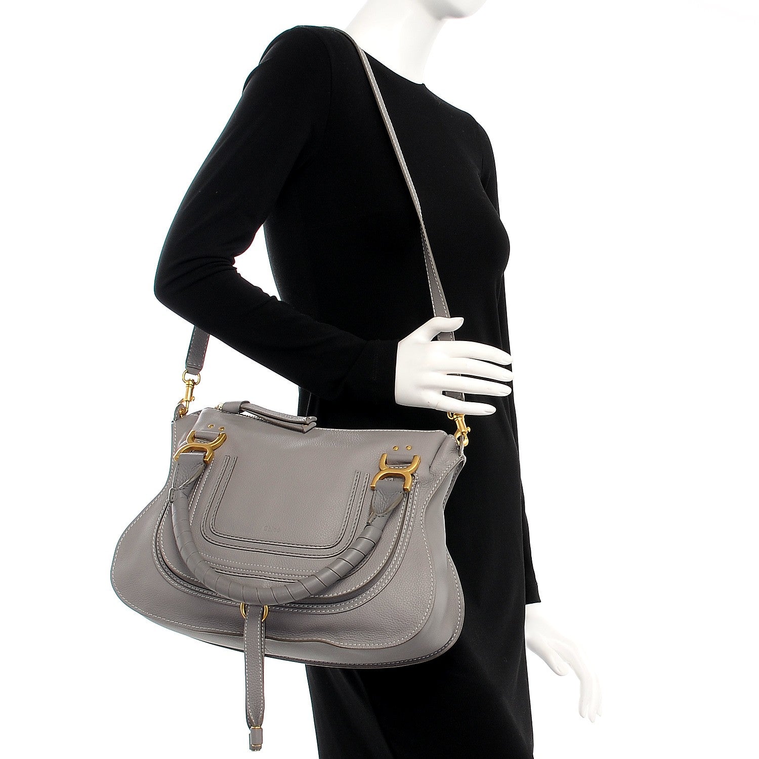 Chloe Calfskin Medium Marcie Satchel Cashmere Grey 2 of 8
