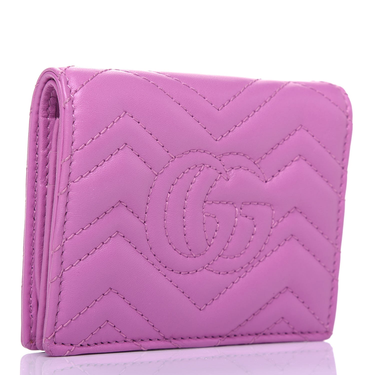 Gucci Calfskin Matelasse GG Marmont Card Case Candy Mousse 3 of 13