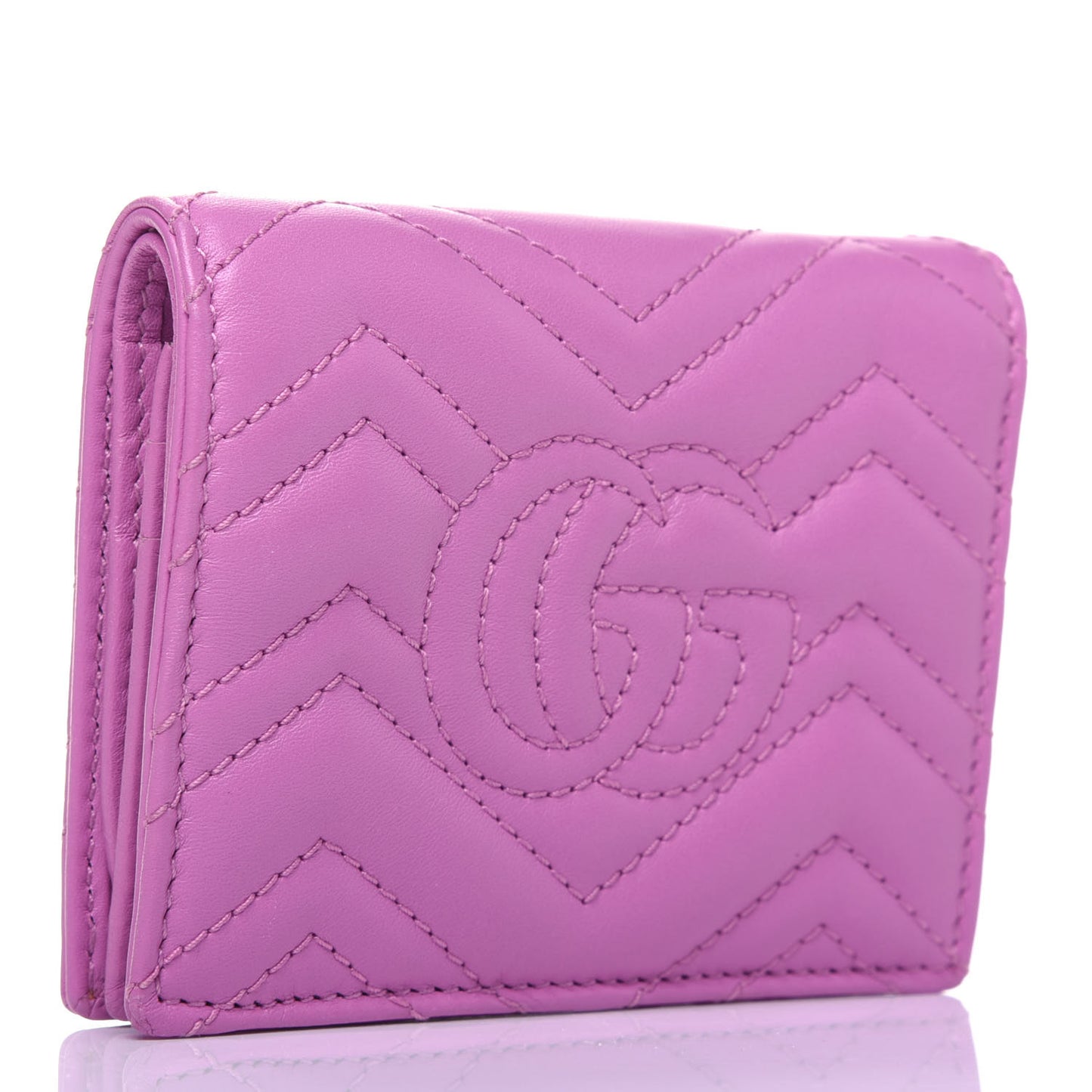 Calfskin Matelasse GG Marmont Card Case Candy Mousse