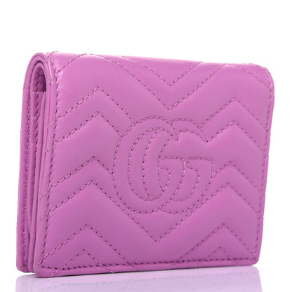 Gucci Calfskin Matelasse GG Marmont Card Case Candy Mousse 3 of 13