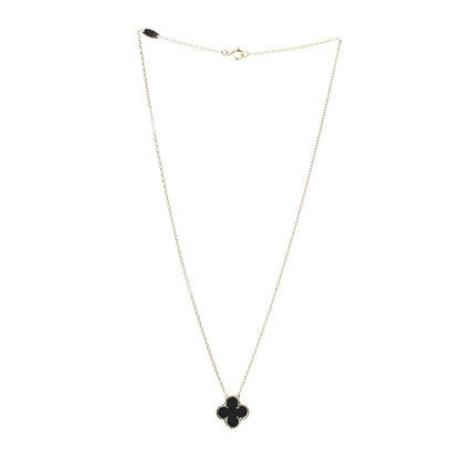 Van Cleef & Arpels 18K Yellow Gold Black Onyx Vintage Alhambra Pendant Necklace 3 of 5