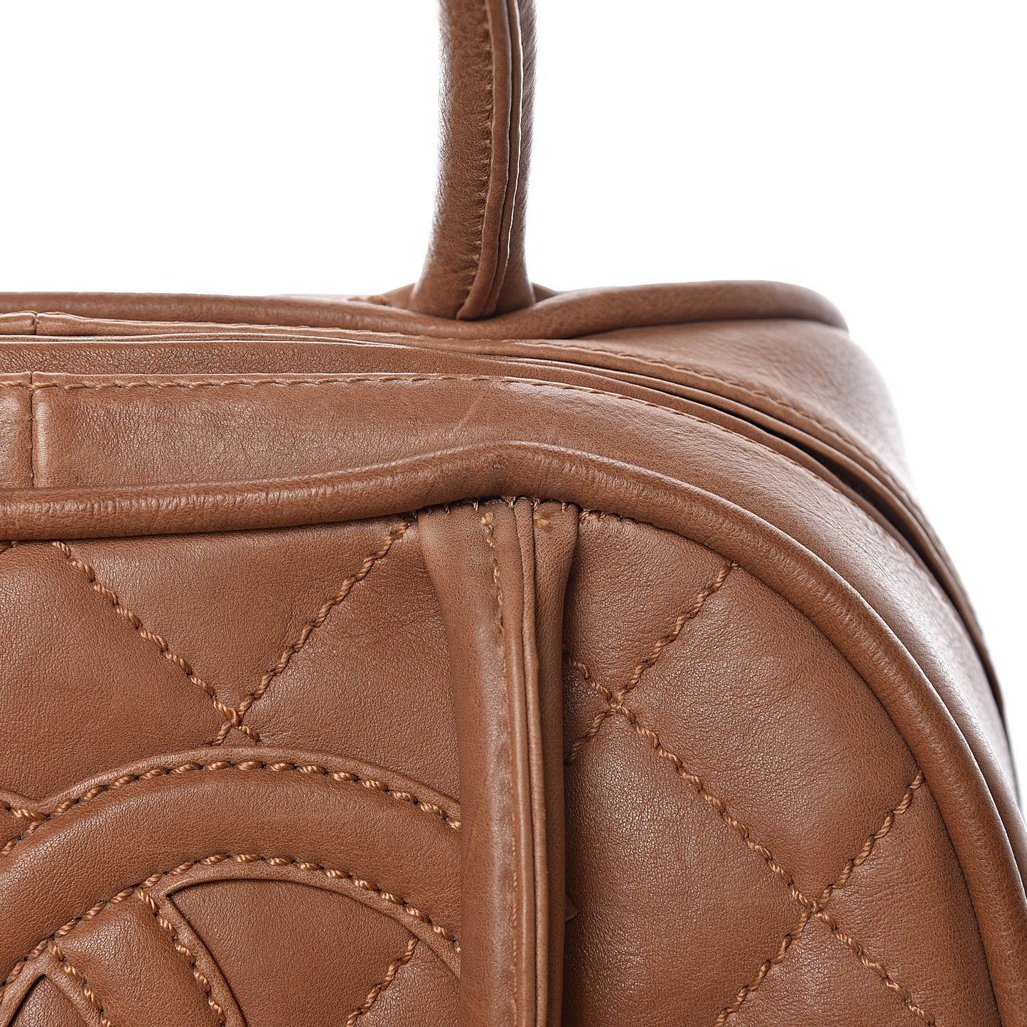 Calfskin Quilted Small Bowler Brown