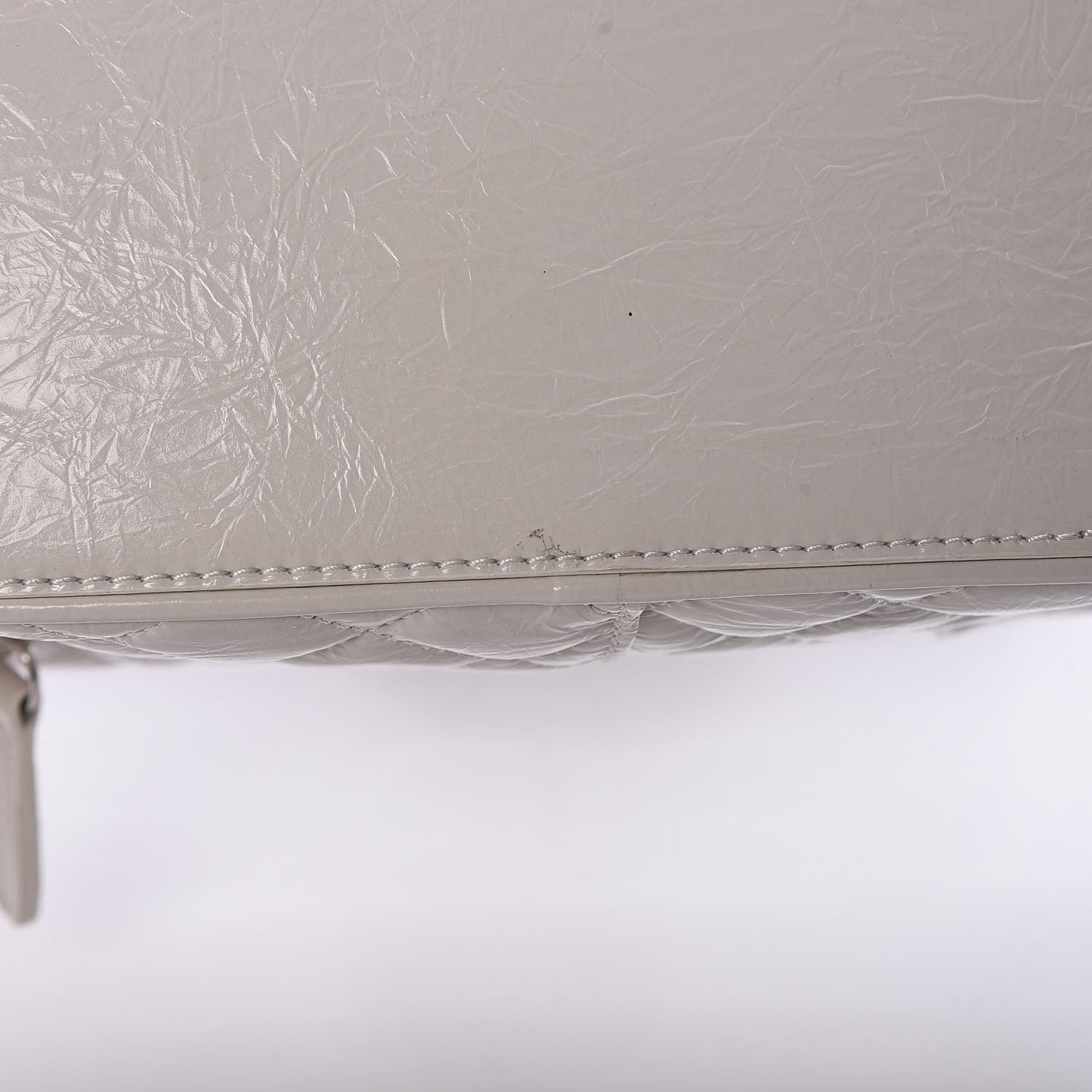 Crumpled Calfskin PVC Quilted Backpack White