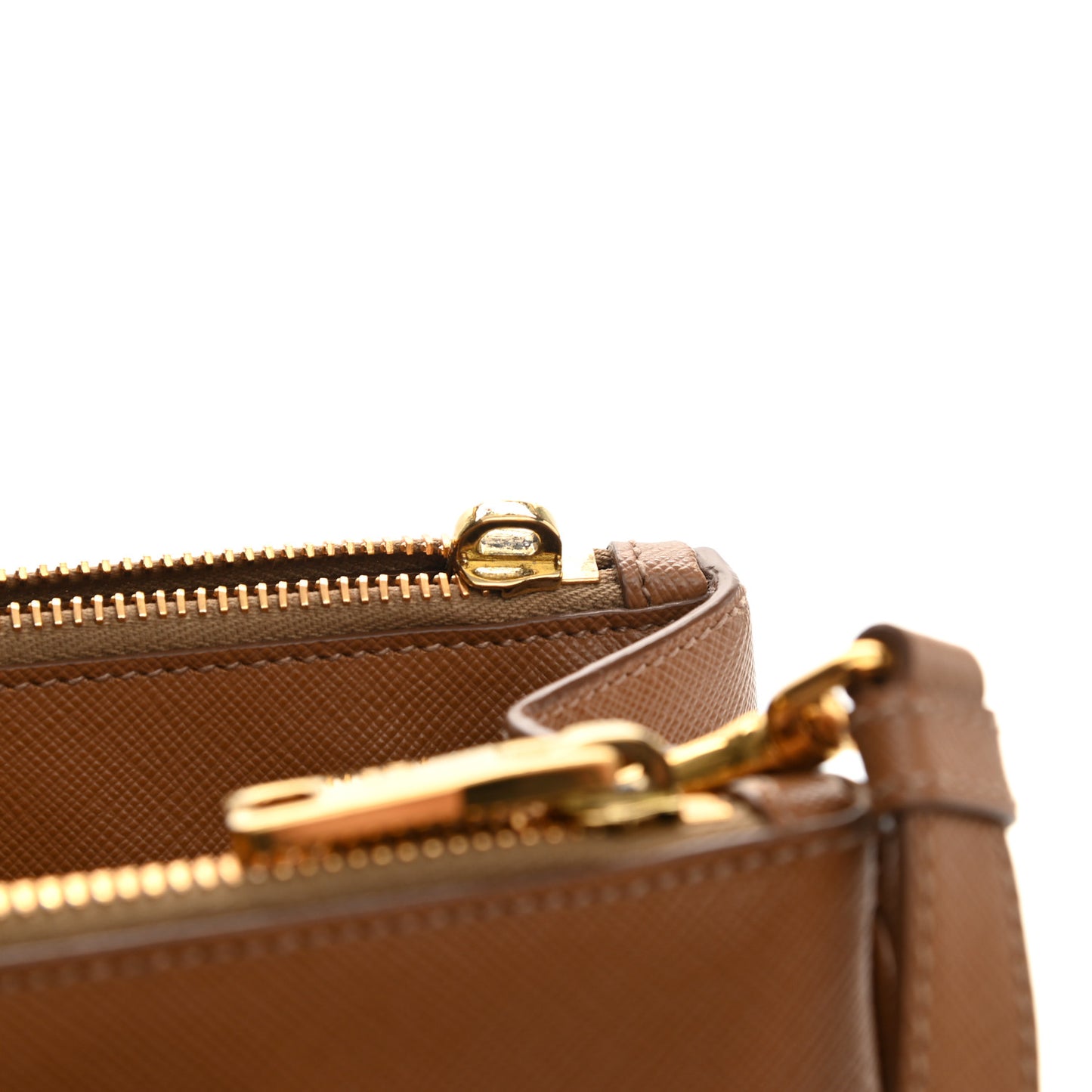 Saffiano Small Galleria Double Zip Tote Caramel