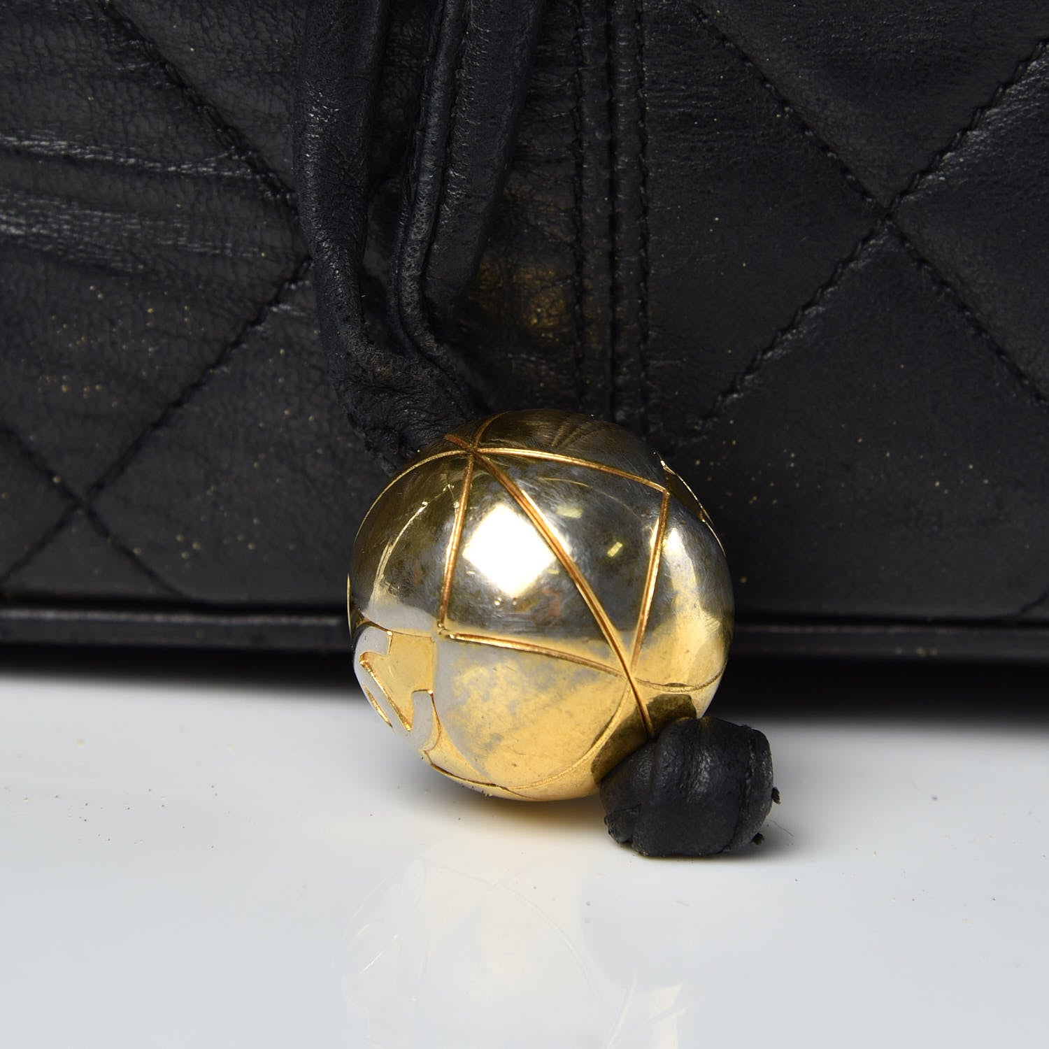 Chanel Lambskin Quilted Drawstring Bag Black 33 of 39