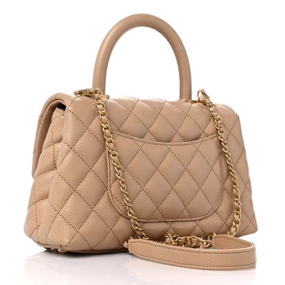 Chanel Caviar Quilted Mini Coco Handle Flap Beige 3 of 9