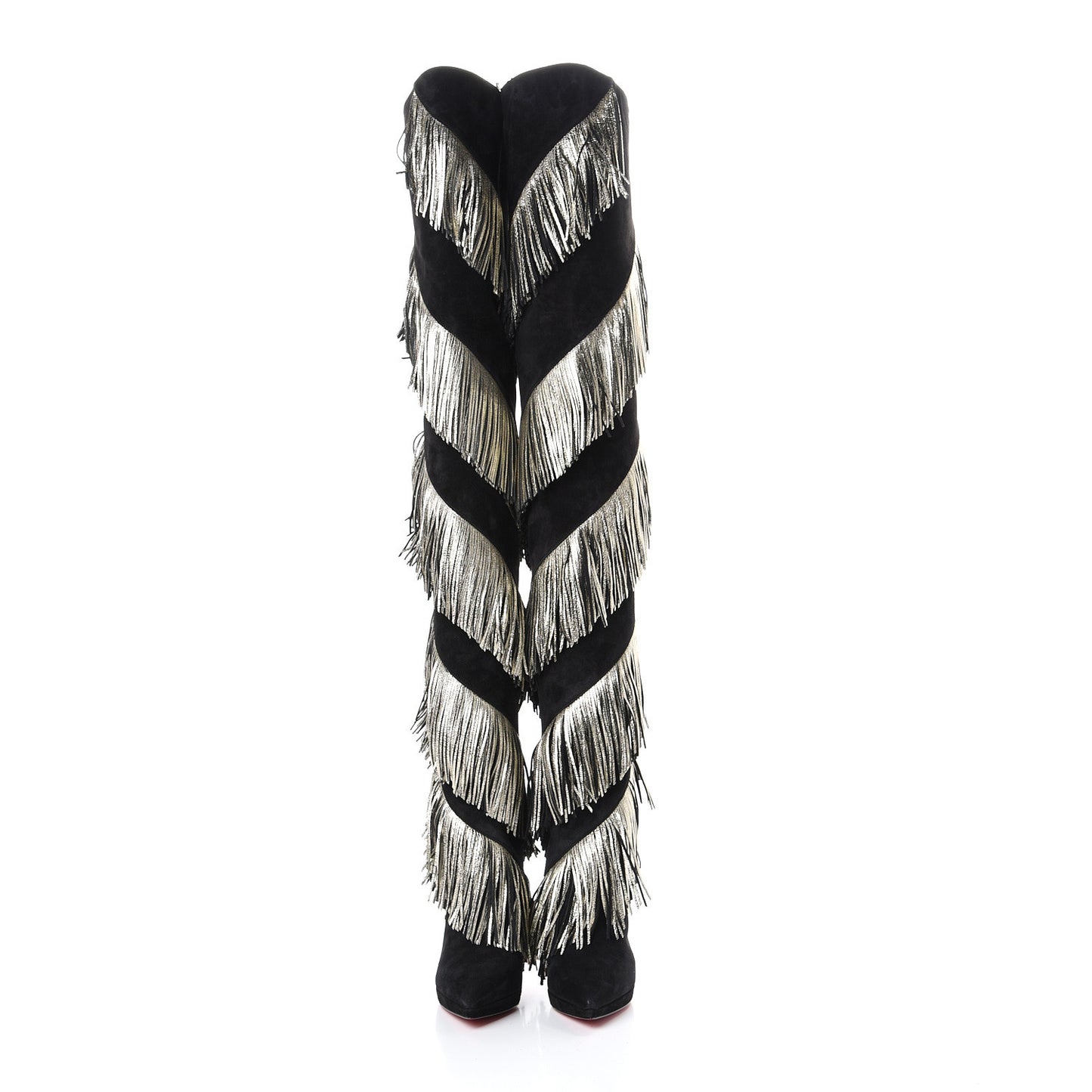 Veau Velours Lame Tweed Bolcheva 120 Thigh High Boots 36 Black Platine