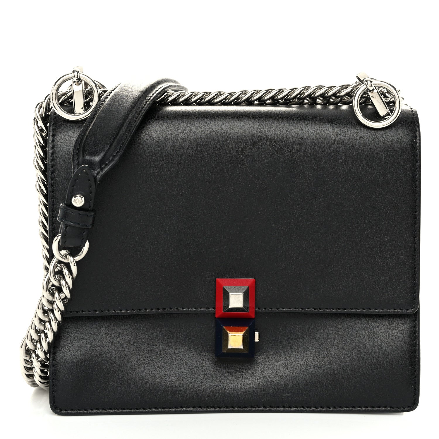 Fendi Vitello Liberty Studded Small Kan I Shoulder Bag Black Multicolor 1 of 10
