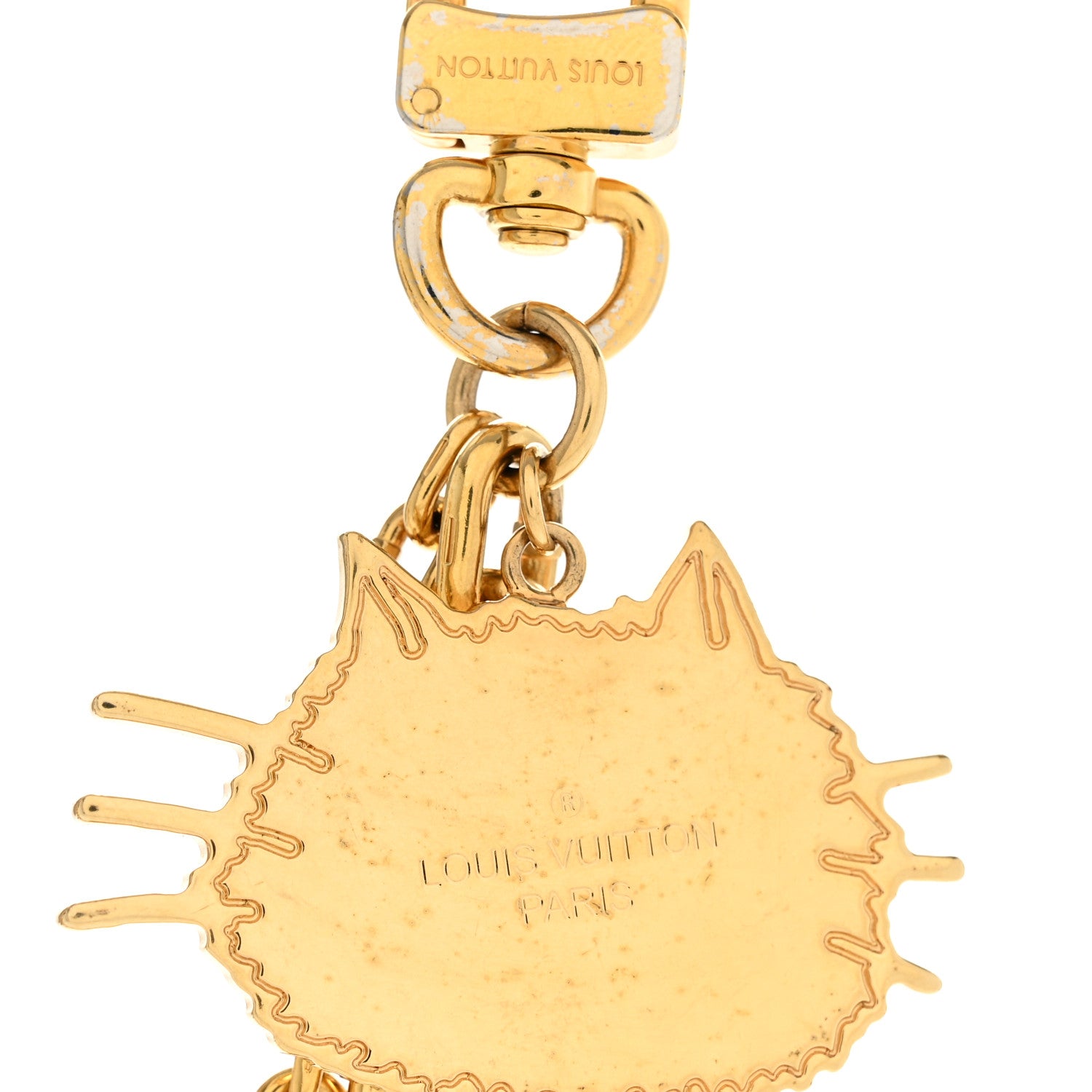 Louis Vuitton Catogram Cat Key Chain Bag Charm Gold Black 1849588