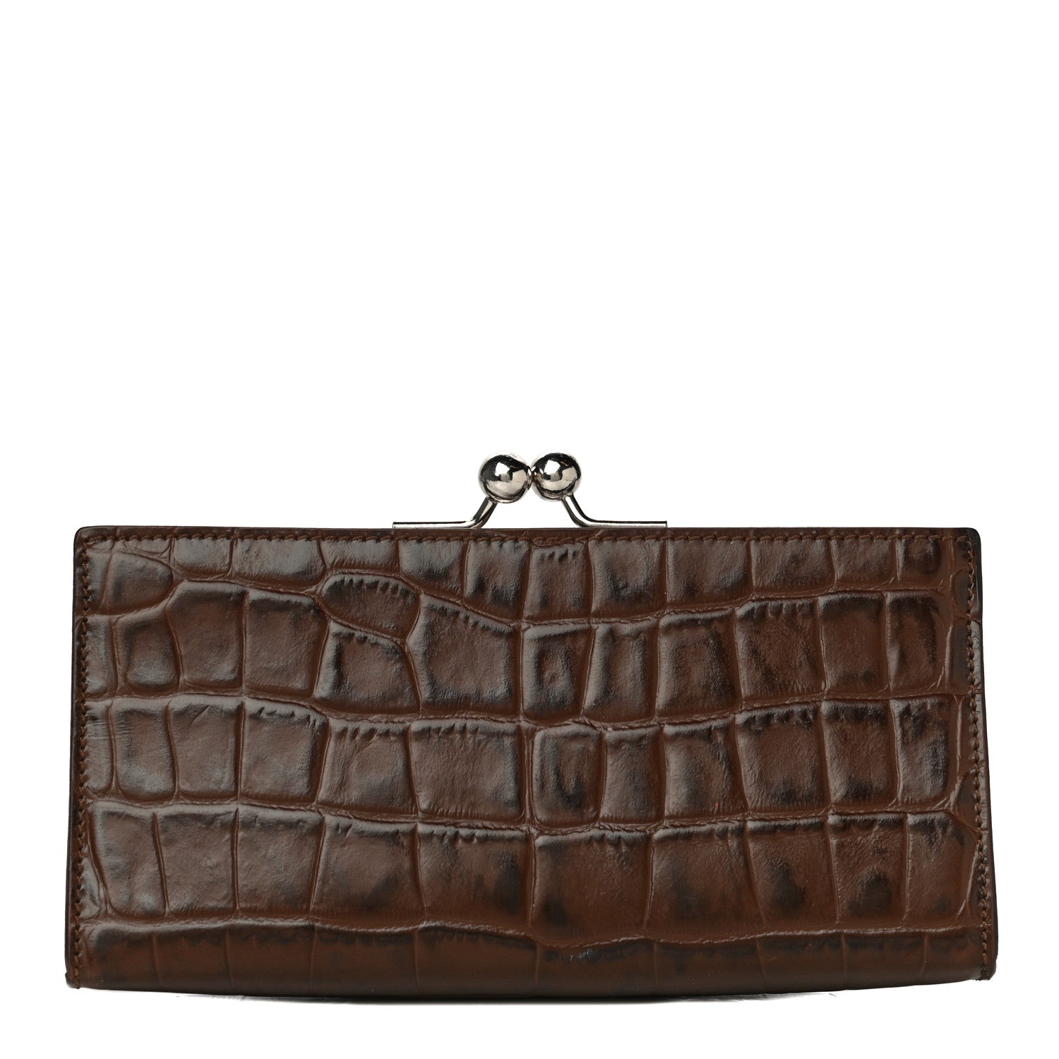 Burberry Crocodile Embossed Calfskin Wristlet Clutch Brown 13 of 13