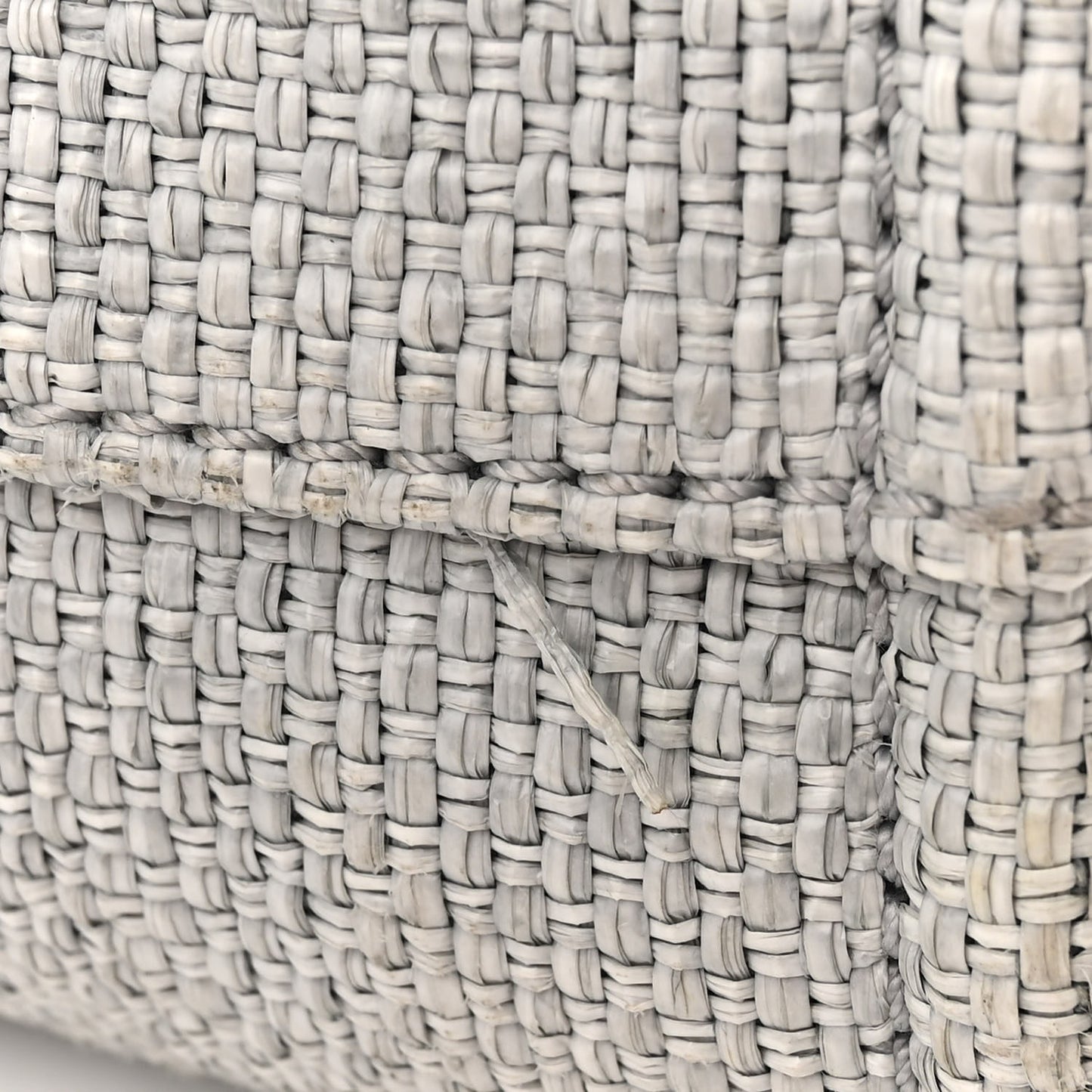 Woven Straw Raffia Medium Deauville Tote Grey