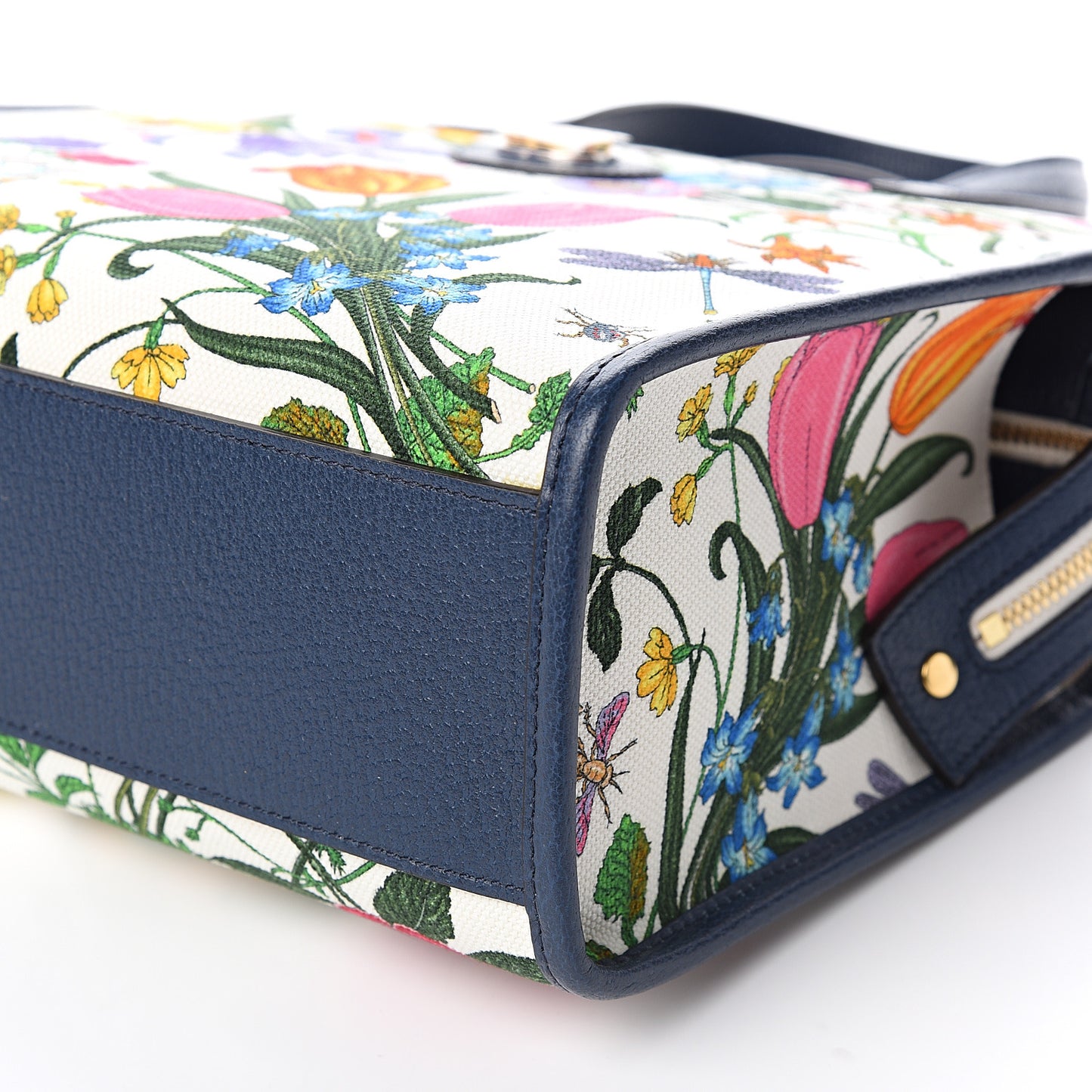 Canvas Medium Flora Tote White Multicolor Blue Agata